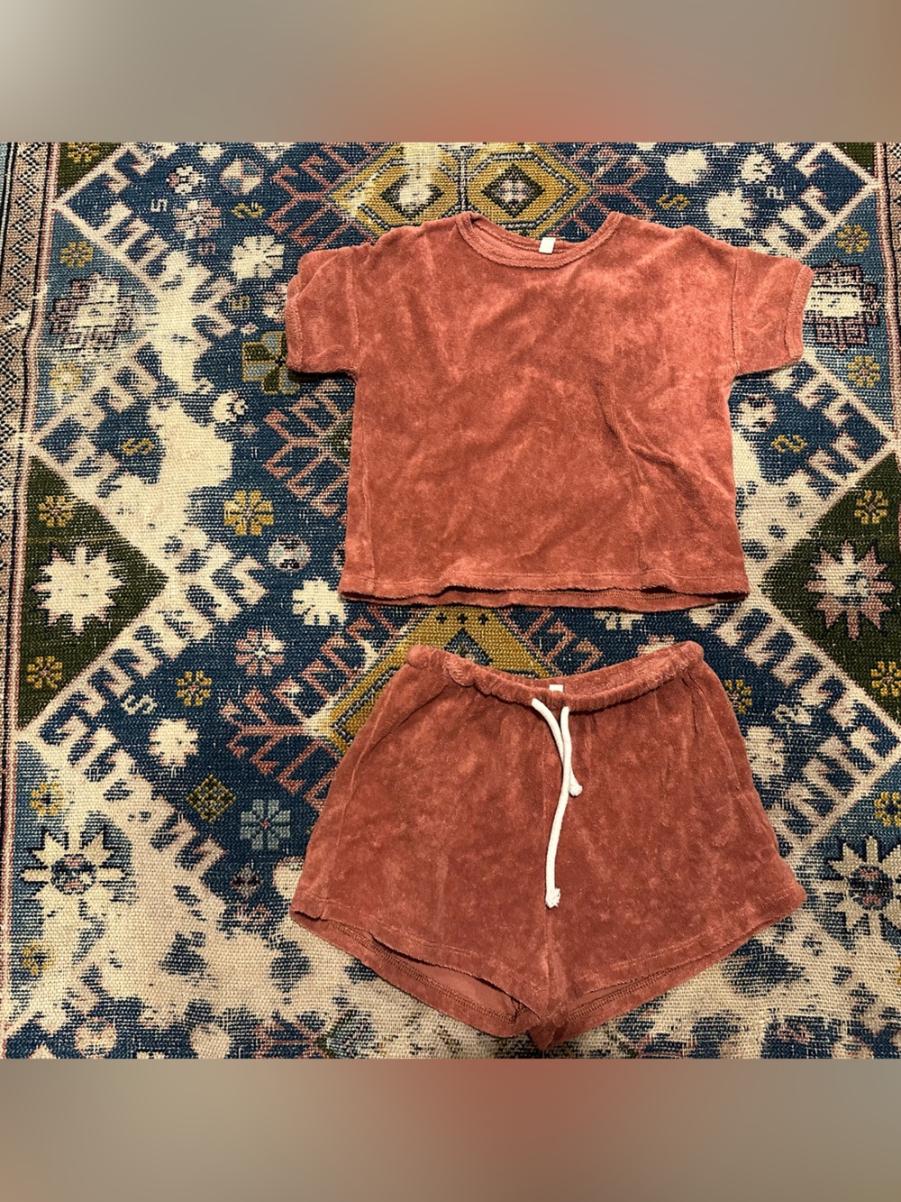 Organic Zoo terracotta Terry rope shorts, 3-4 year old